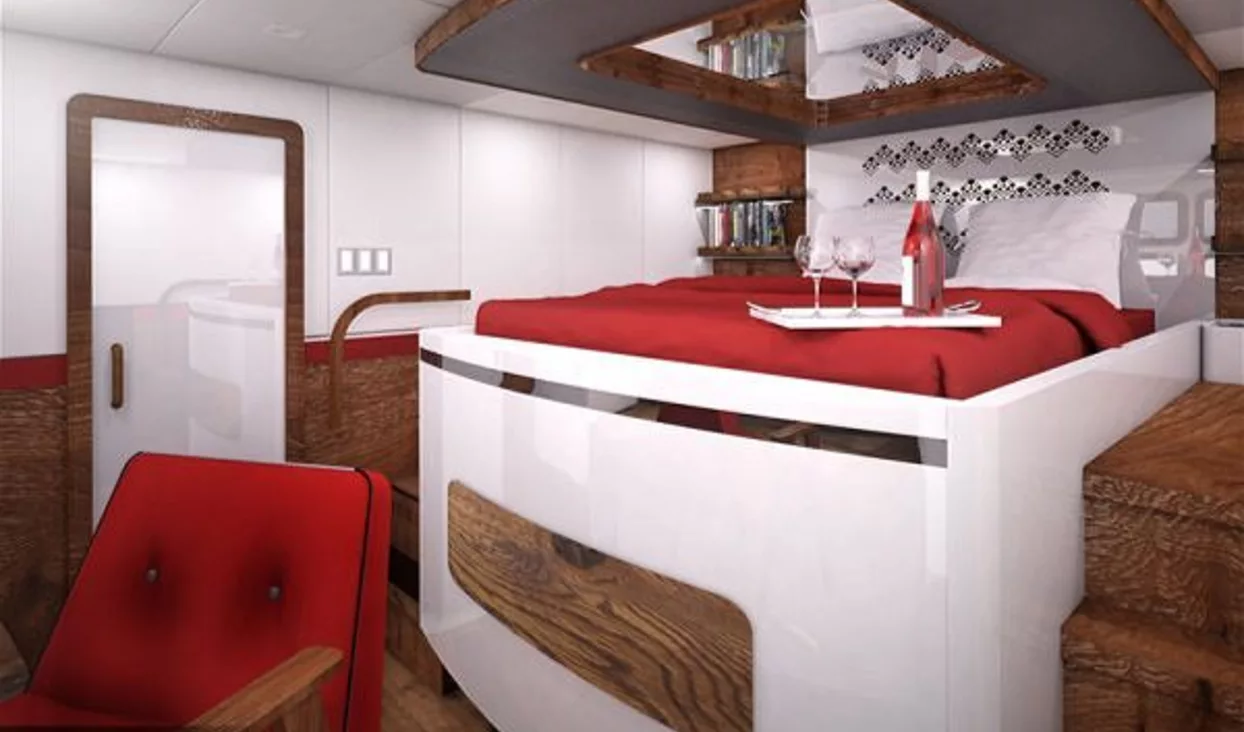 Students from the Academy of Fine Arts in Gdańsk designed a luxurious cabin for the 70 Sunreef Power yacht.